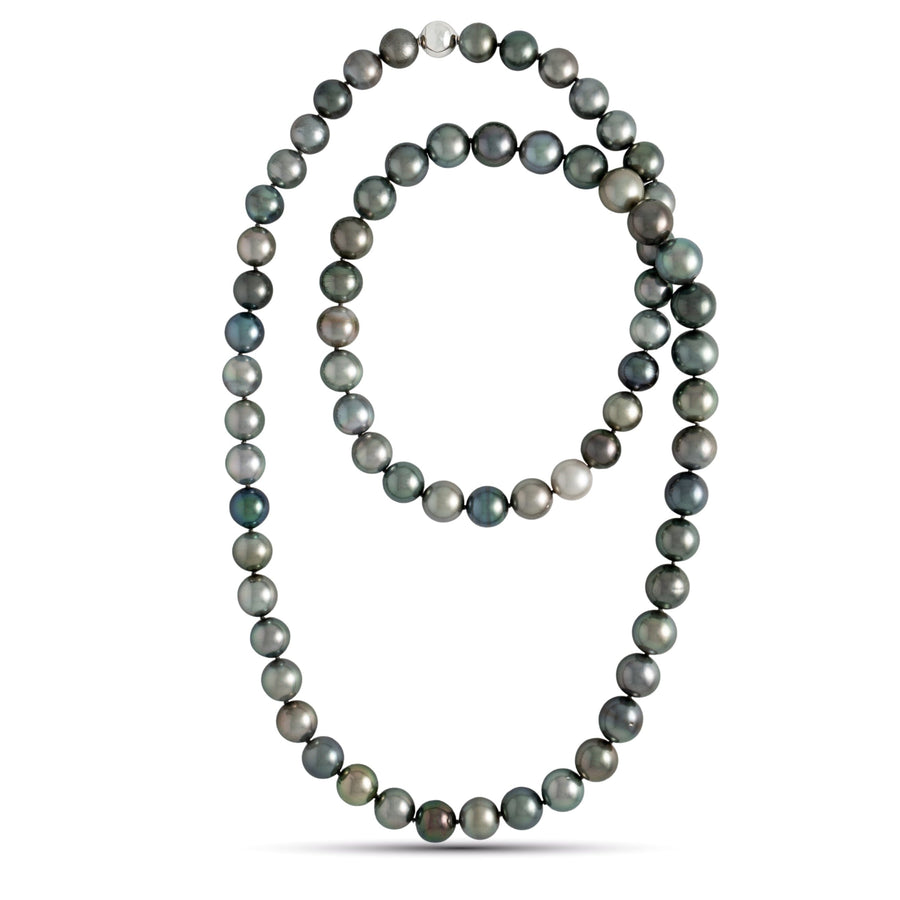 11.0-12.9 mm AAA Round Multicolor Tahitian Pearl Rope Necklace