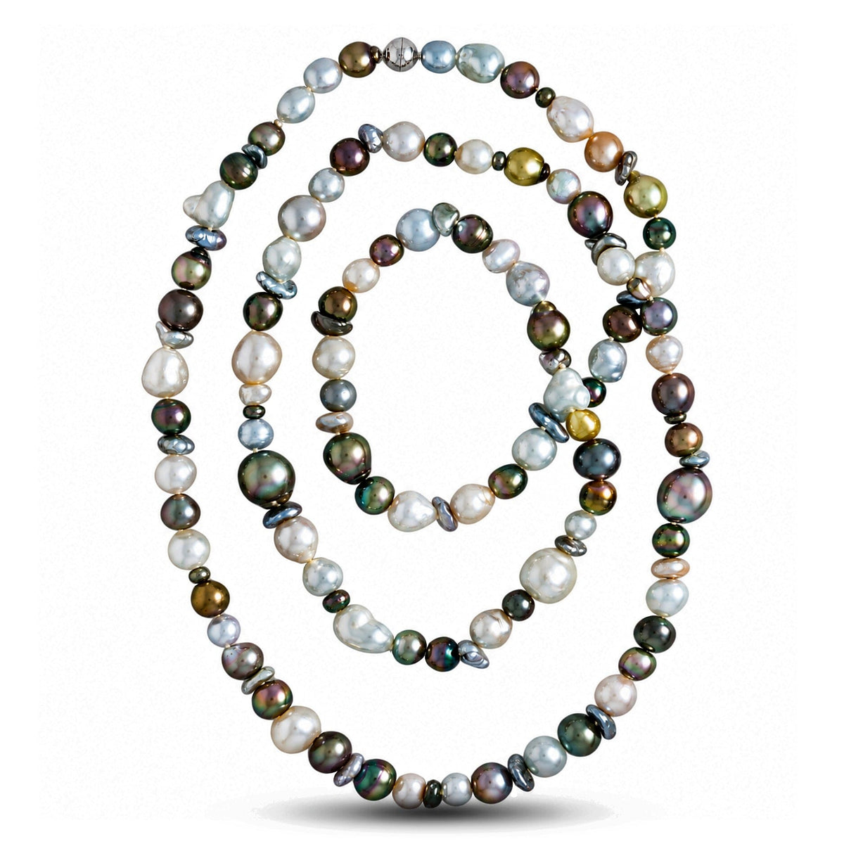 8.0-15.0 mm Baroque and Keshi South Sea and Tahitian Pearl Rope Necklace