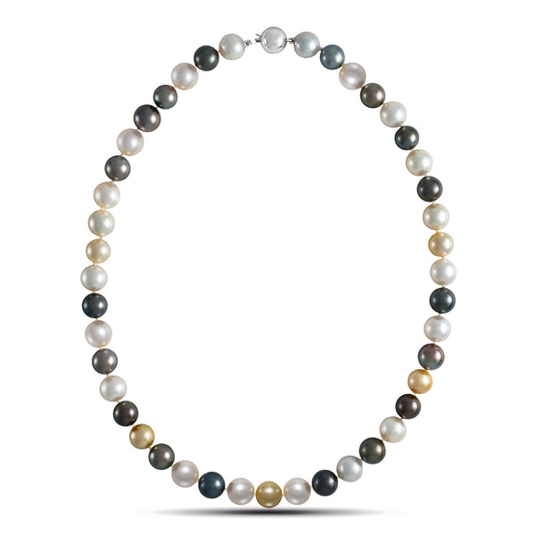9.1-10.8 mm Round Multicolor South Sea and Tahitian Pearl Necklace