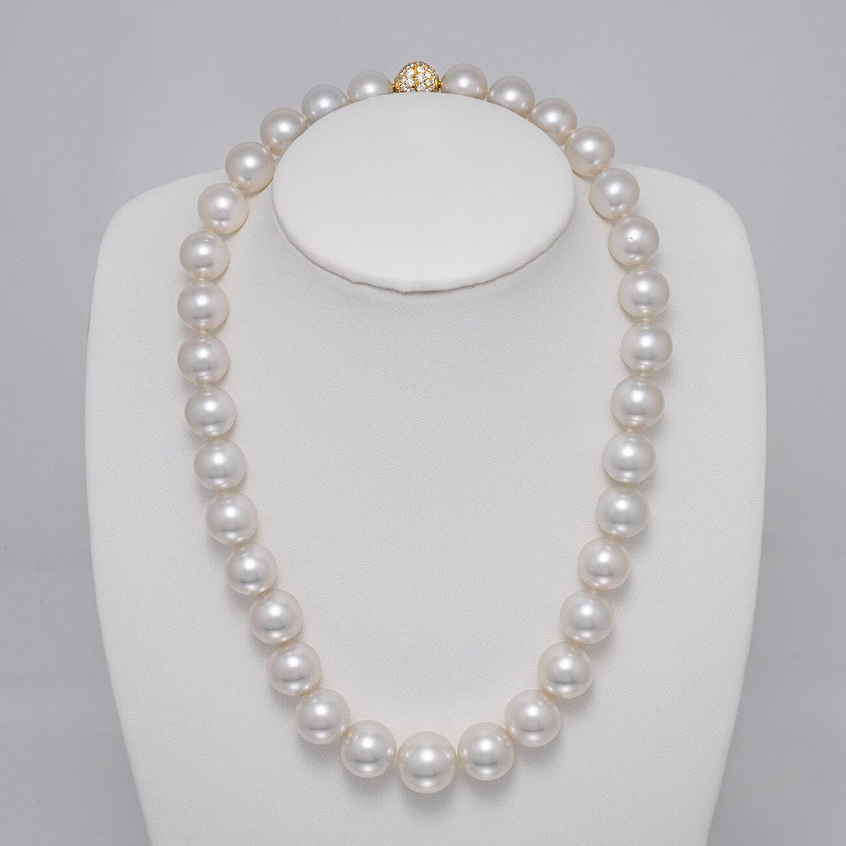 10.1-12.0 mm AAA Near-Round White South Sea Pearl Necklace, view 2