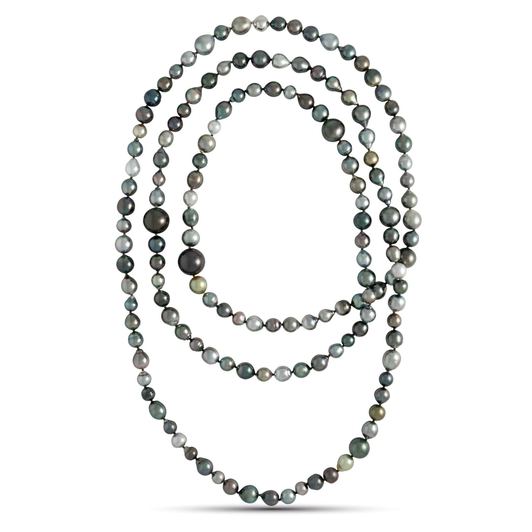 8.0-16.0 mm AAA Multicolor Tahitian Pearl Rope Necklace