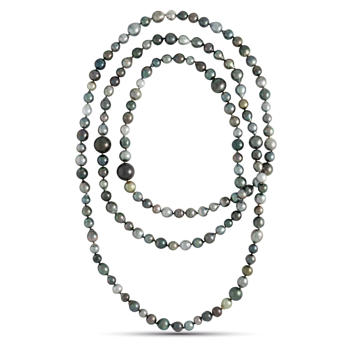 8.0-16.0 mm AAA Multicolor Tahitian Pearl Rope Necklace
