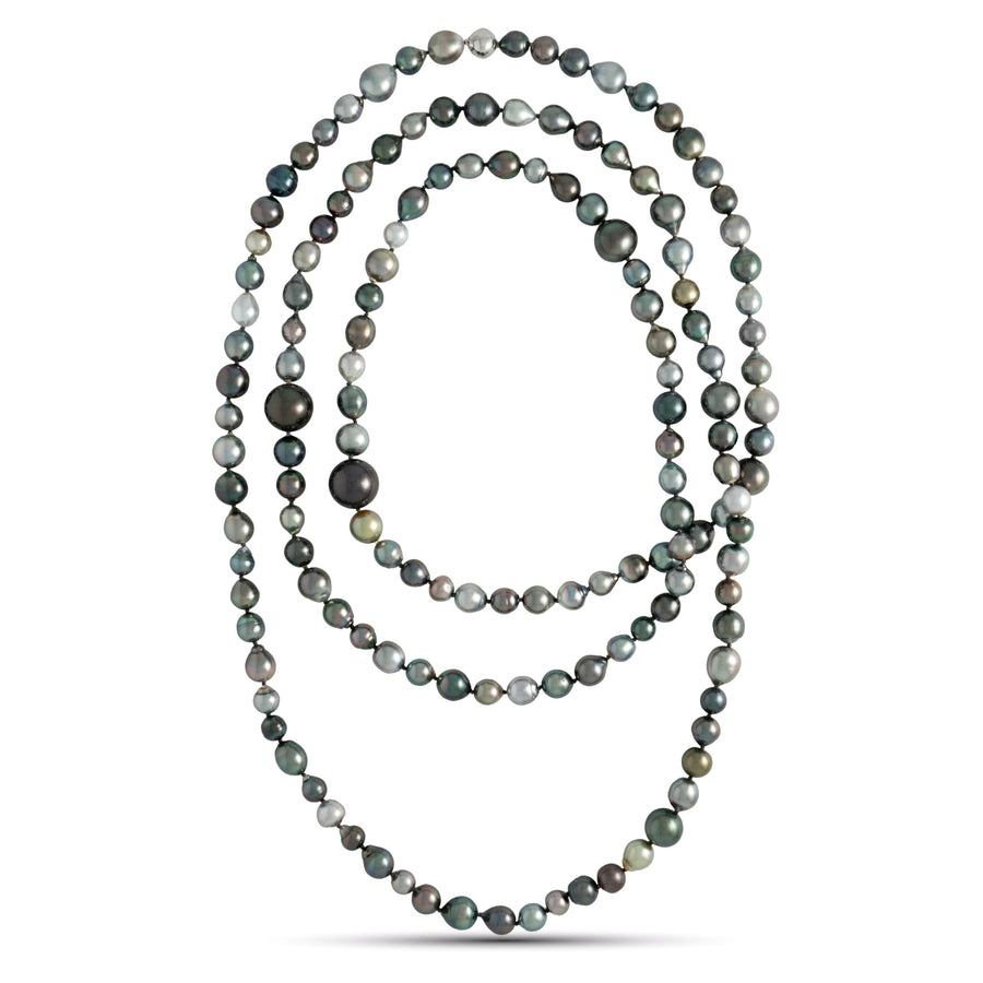 8.0-16.0 mm AAA Multicolor Tahitian Pearl Rope Necklace