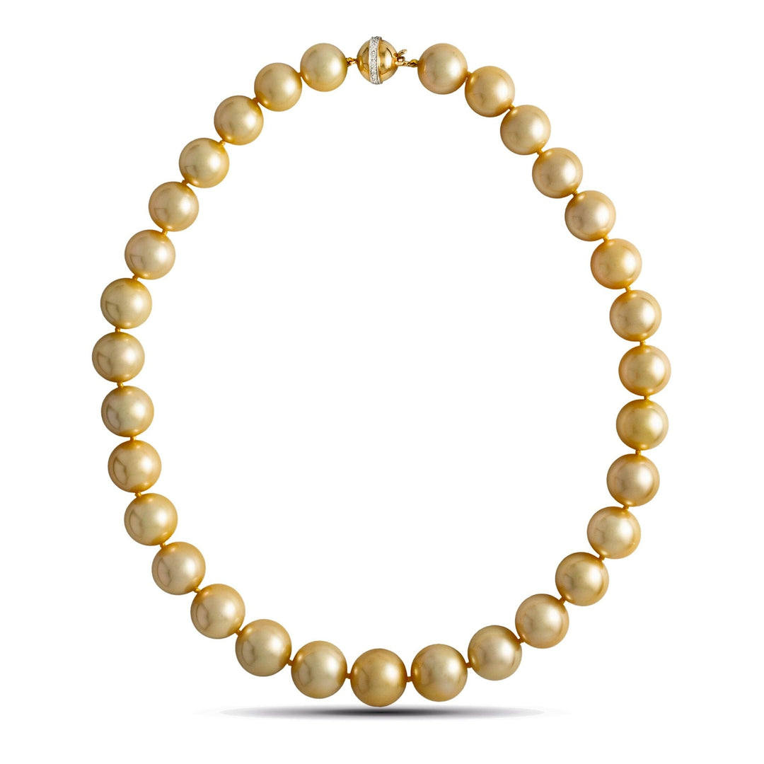 12.0-14.8 mm AAA Round Golden South Sea Pearl Necklace