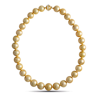 12.0-14.8 mm AAA Round Golden South Sea Pearl Necklace