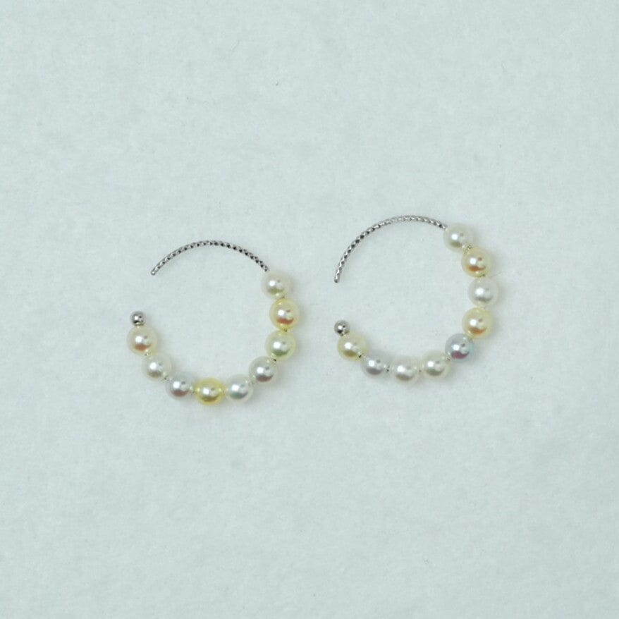 SU-1: 3.5-4.0 mm Natural-color Akoya Pearl Hoop Earrings, 18K