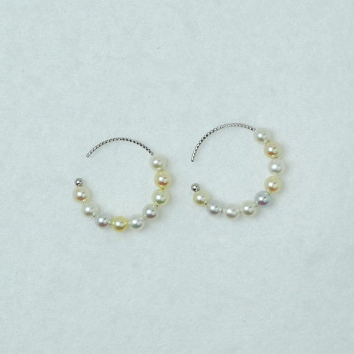 SU-1: 3.5-4.0 mm Natural-color Akoya Pearl Hoop Earrings, 18K