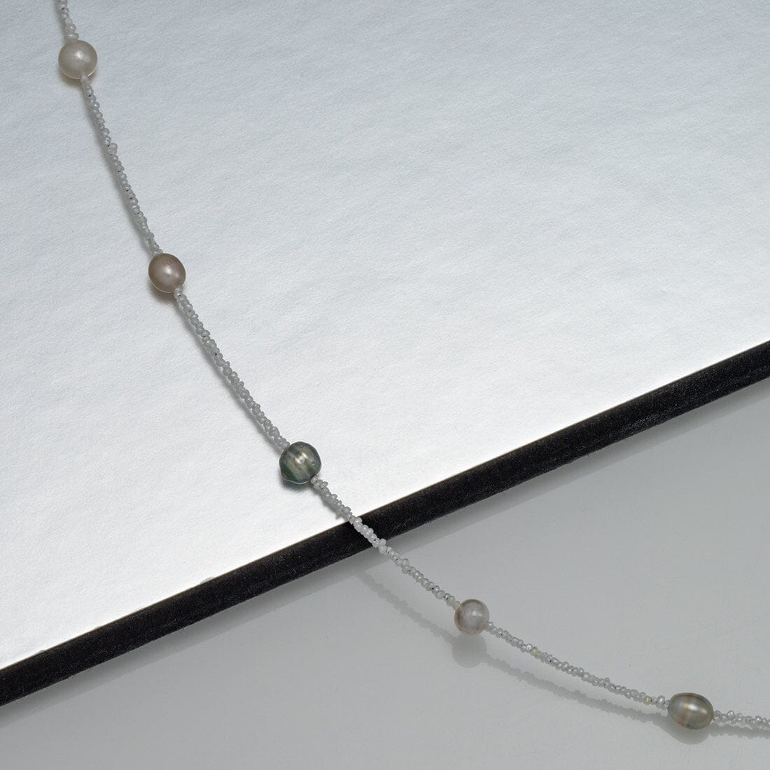 Tahitian and Akoya Pearl Keshi Choker Necklace, 16.5" SS
