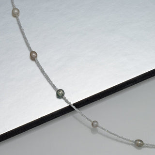 Tahitian and Akoya Pearl Keshi Choker Necklace, 16.5" SS