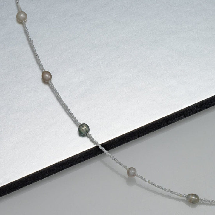 Tahitian and Akoya Pearl Keshi Choker Necklace, 16.5" SS
