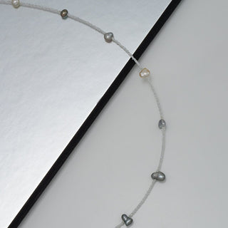 Tahitian and Akoya Pearl Keshi Choker Necklace, 16.5" SS