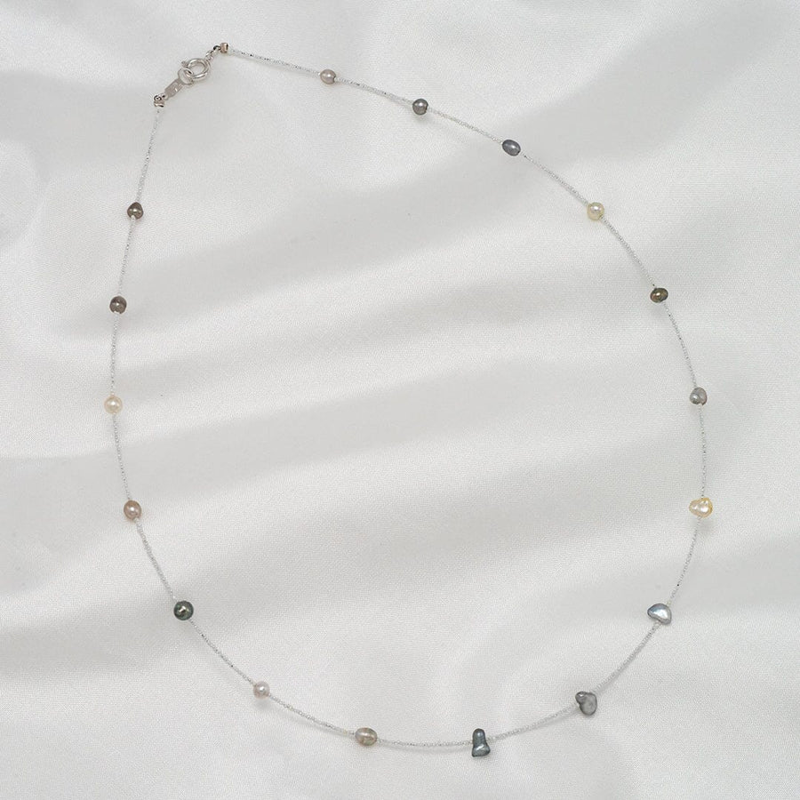 Tahitian and Akoya Pearl Keshi Choker Necklace, 16.5" SS