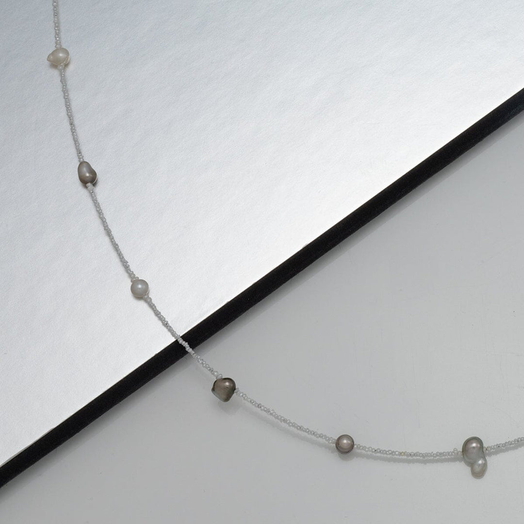 Tahitian and Akoya Pearl Keshi Choker Necklace, 16.5" SS