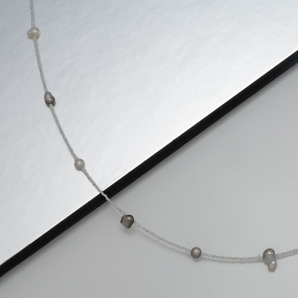 Tahitian and Akoya Pearl Keshi Choker Necklace, 16.5" SS