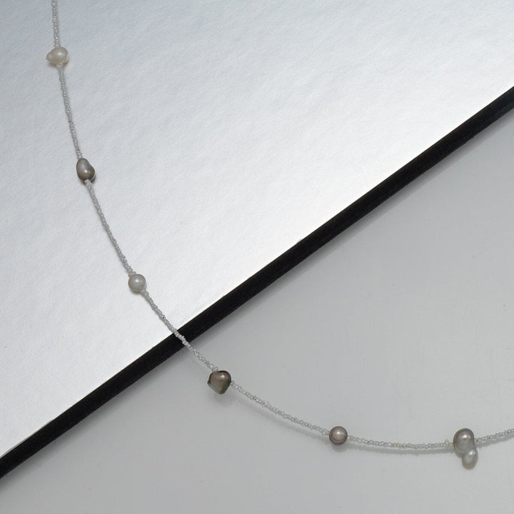 Tahitian and Akoya Pearl Keshi Choker Necklace, 16.5" SS