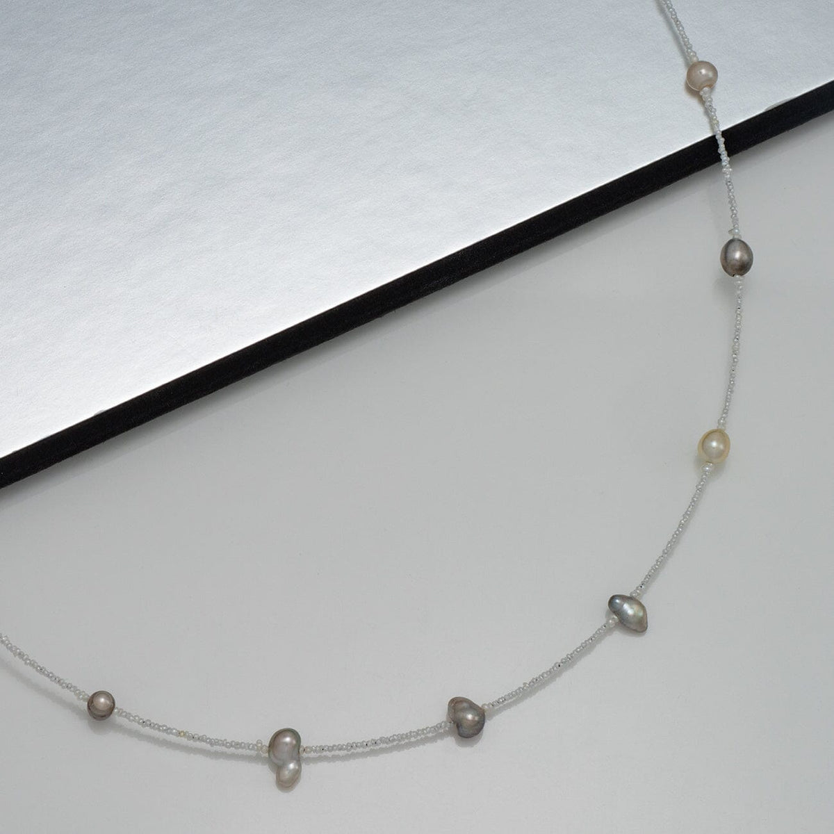 Tahitian and Akoya Pearl Keshi Choker Necklace, 16.5" SS