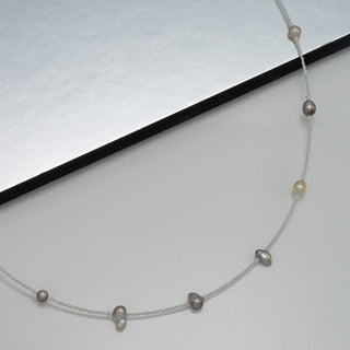 Tahitian and Akoya Pearl Keshi Choker Necklace, 16.5" SS