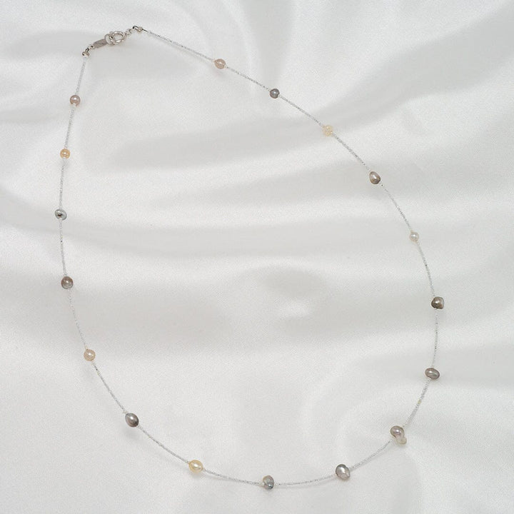Tahitian and Akoya Pearl Keshi Choker Necklace, 16.5" SS