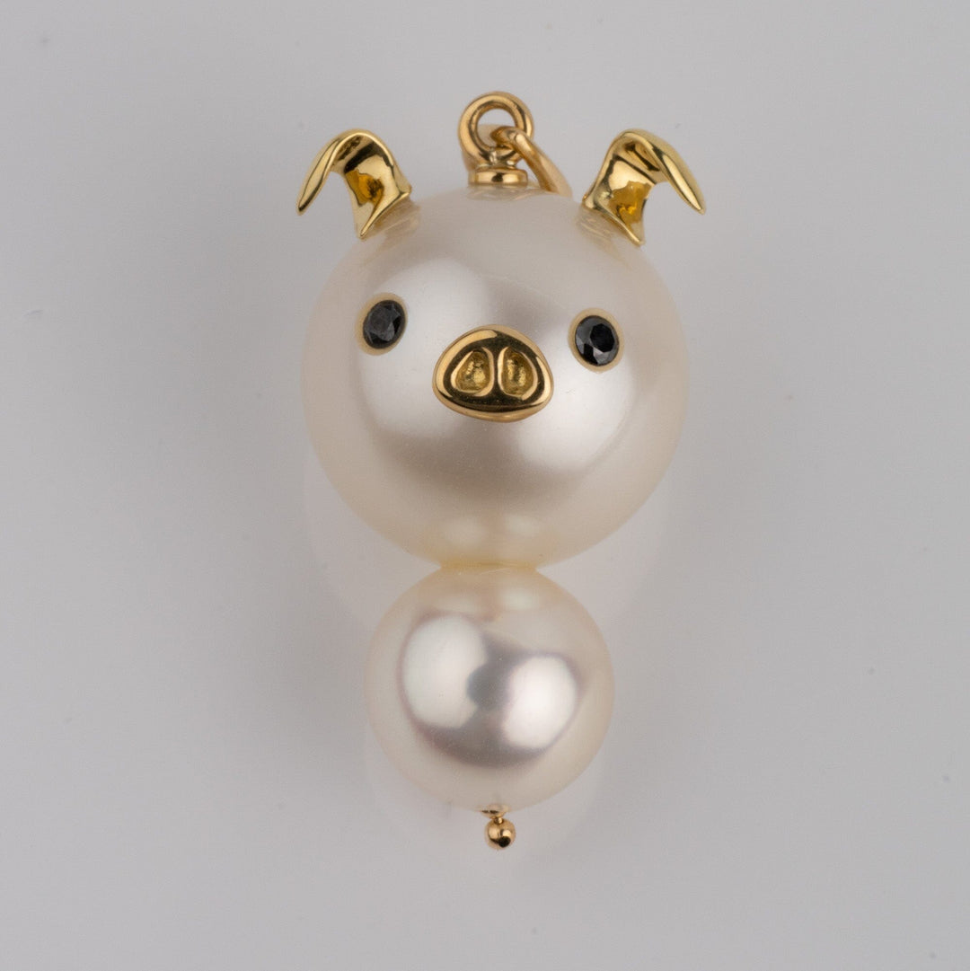 SU-39: 12 mm South Sea and 7.5 mm Akoya Pearl Pendant, No Chain, 18K