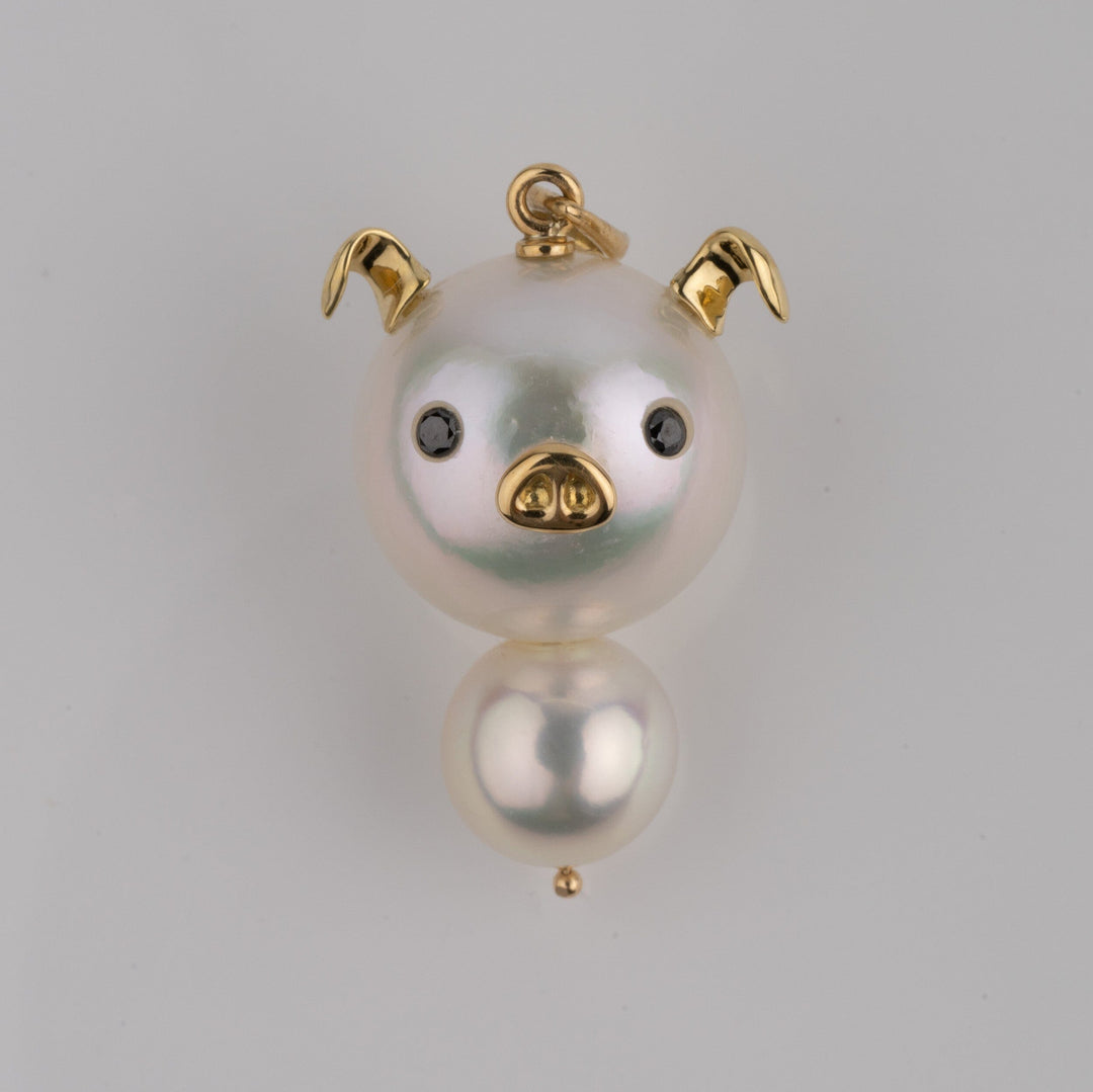 SU-39: 12 mm South Sea and 7.5 mm Akoya Pearl Pendant, No Chain, 18K