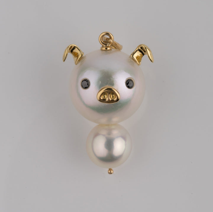 SU-39: 12 mm South Sea and 7.5 mm Akoya Pearl Pendant, No Chain, 18K