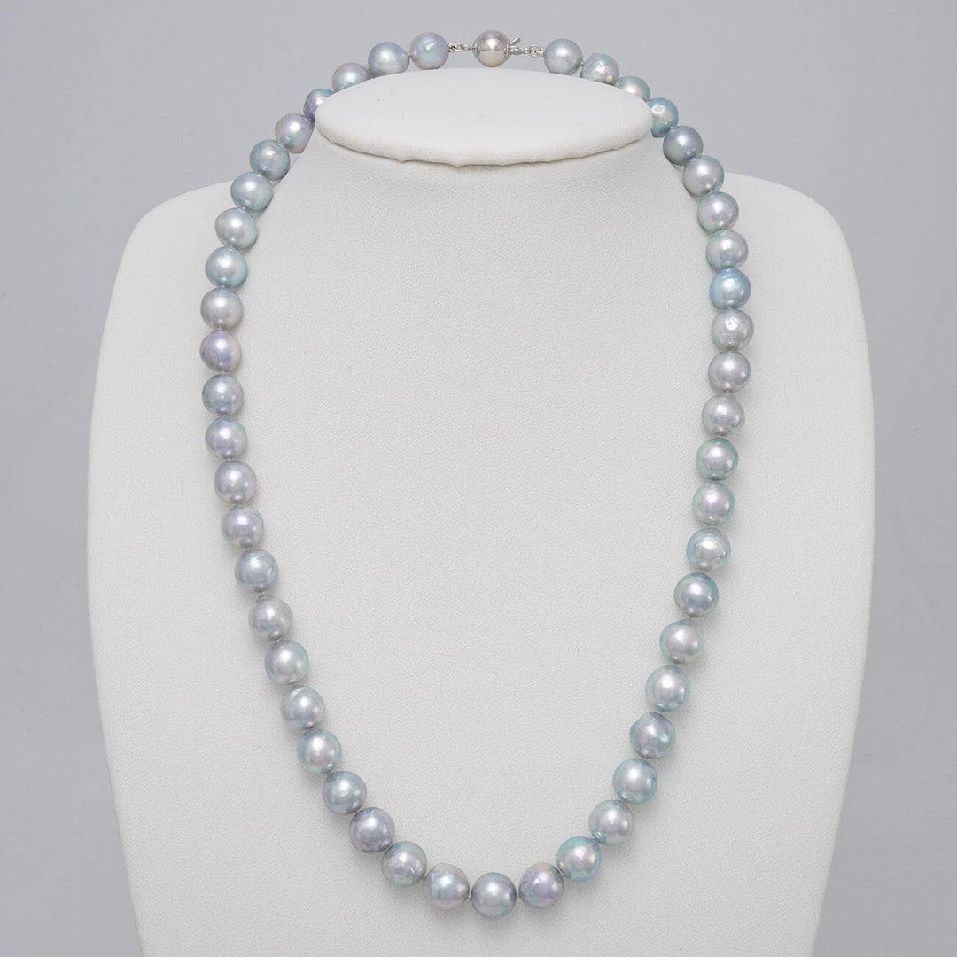 8.0-8.5 mm Silver-Blue Akoya Baroque Pearl Necklace on bust