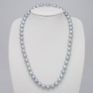8.0-8.5 mm Silver-Blue Akoya Baroque Pearl Necklace on bust