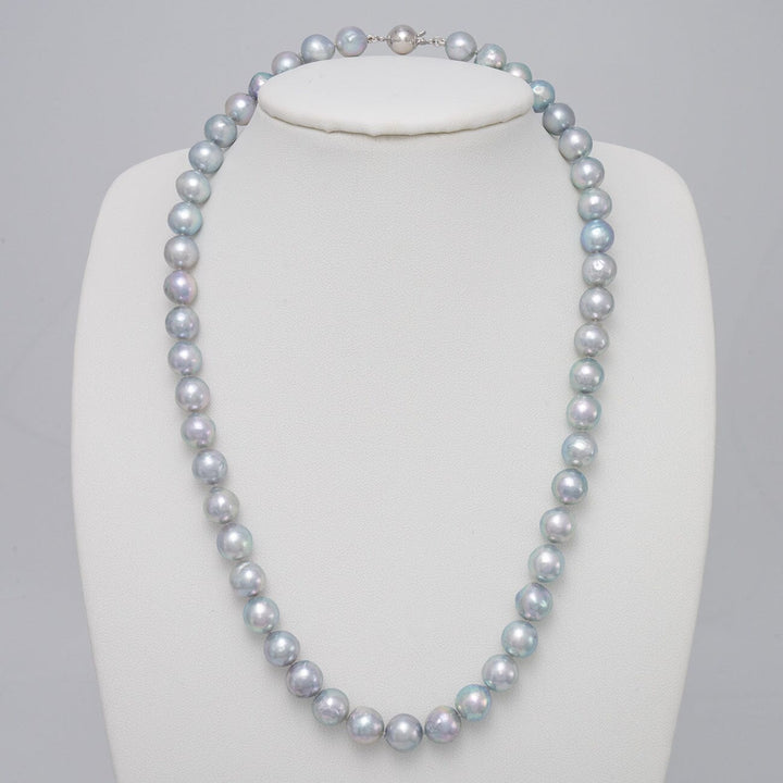 8.0-8.5 mm Silver-Blue Akoya Baroque Pearl Necklace on bust