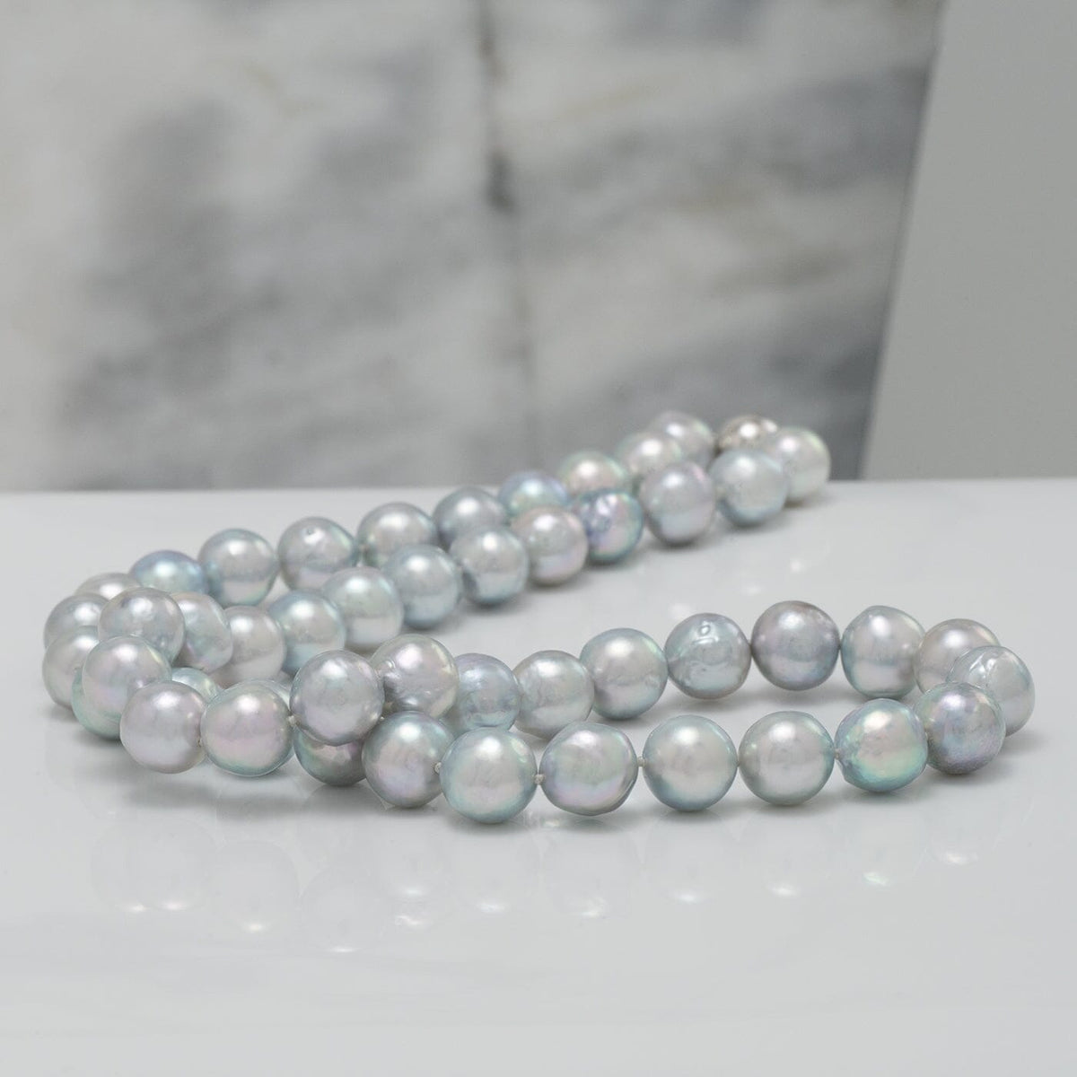 8.0-8.5 mm Silver-Blue Akoya Baroque Pearl Necklace