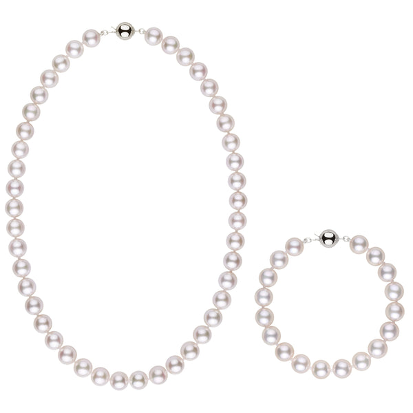 8.0-8.5 mm Akoya Pearl Necklace & Bracelet Set - a classic size