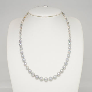 T-25: 7.5-8 mm Near Round Blue Akoya and Keshi Pearl Necklace, 17", 18k & SS – $700, view 4