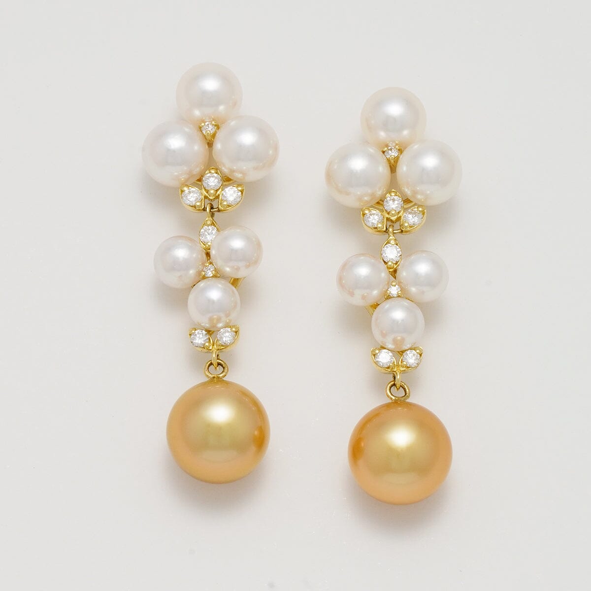 T-9: 3.5-7.5 mm Akoya & Gold South Sea Pearl and Diamond Earrings