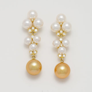 T-9: 3.5-7.5 mm Akoya & Gold South Sea Pearl and Diamond Earrings
