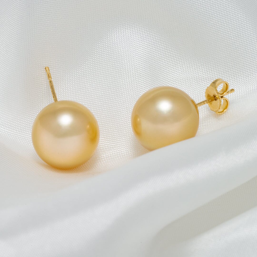 12.0-13.0 mm Golden South Sea Pearl Stud Earrings