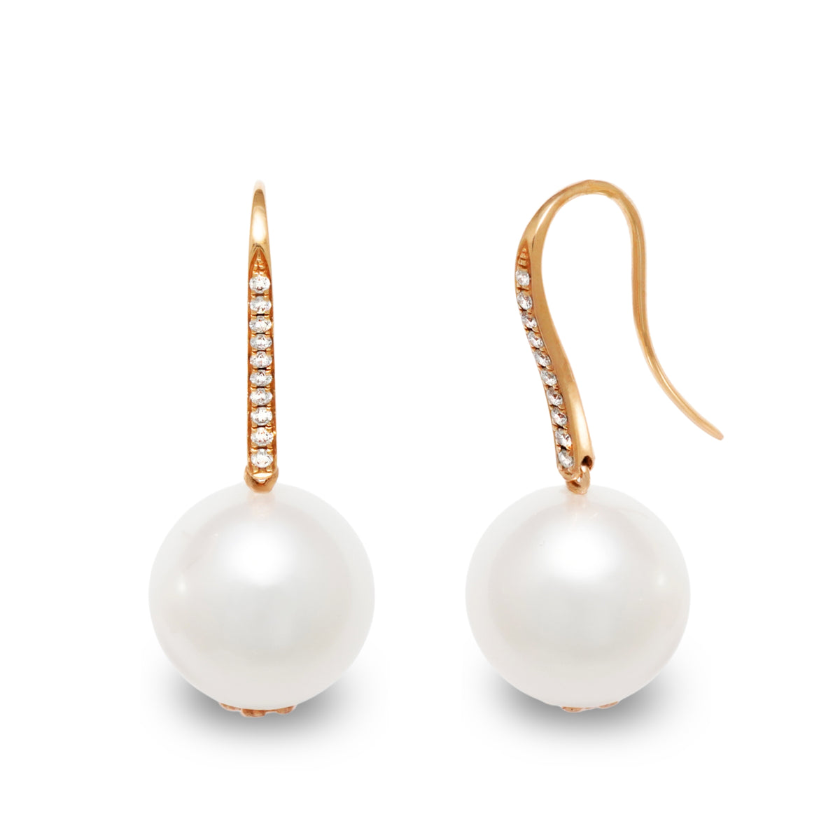 12.0-13.0 mm White South Sea Pearl and Diamond Earrings