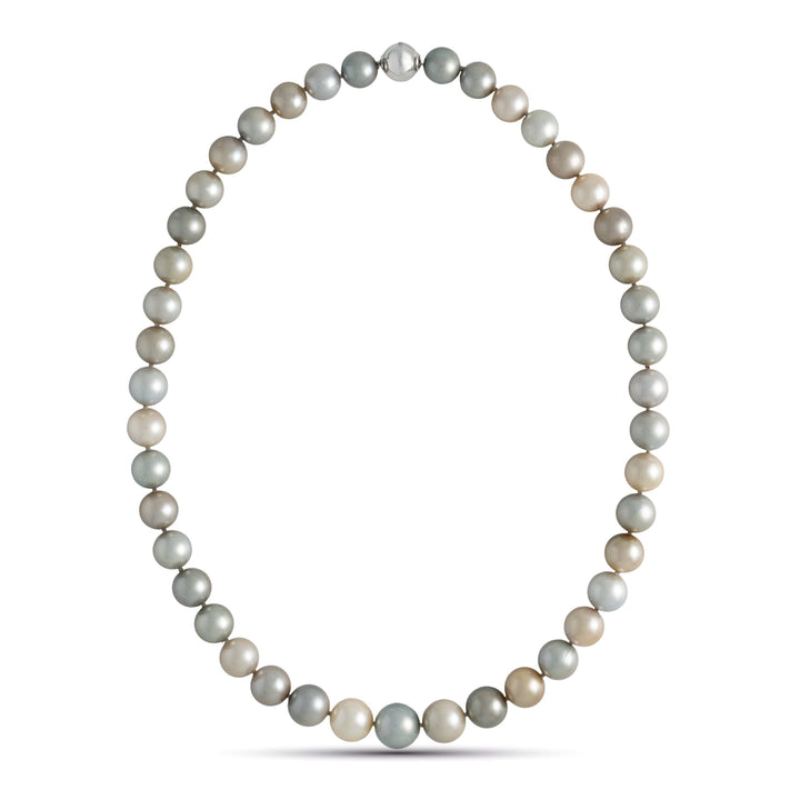 9.0–11.4 mm AA+/AAA Silver Pastel Multicolor Tahitian Round Pearl Necklace