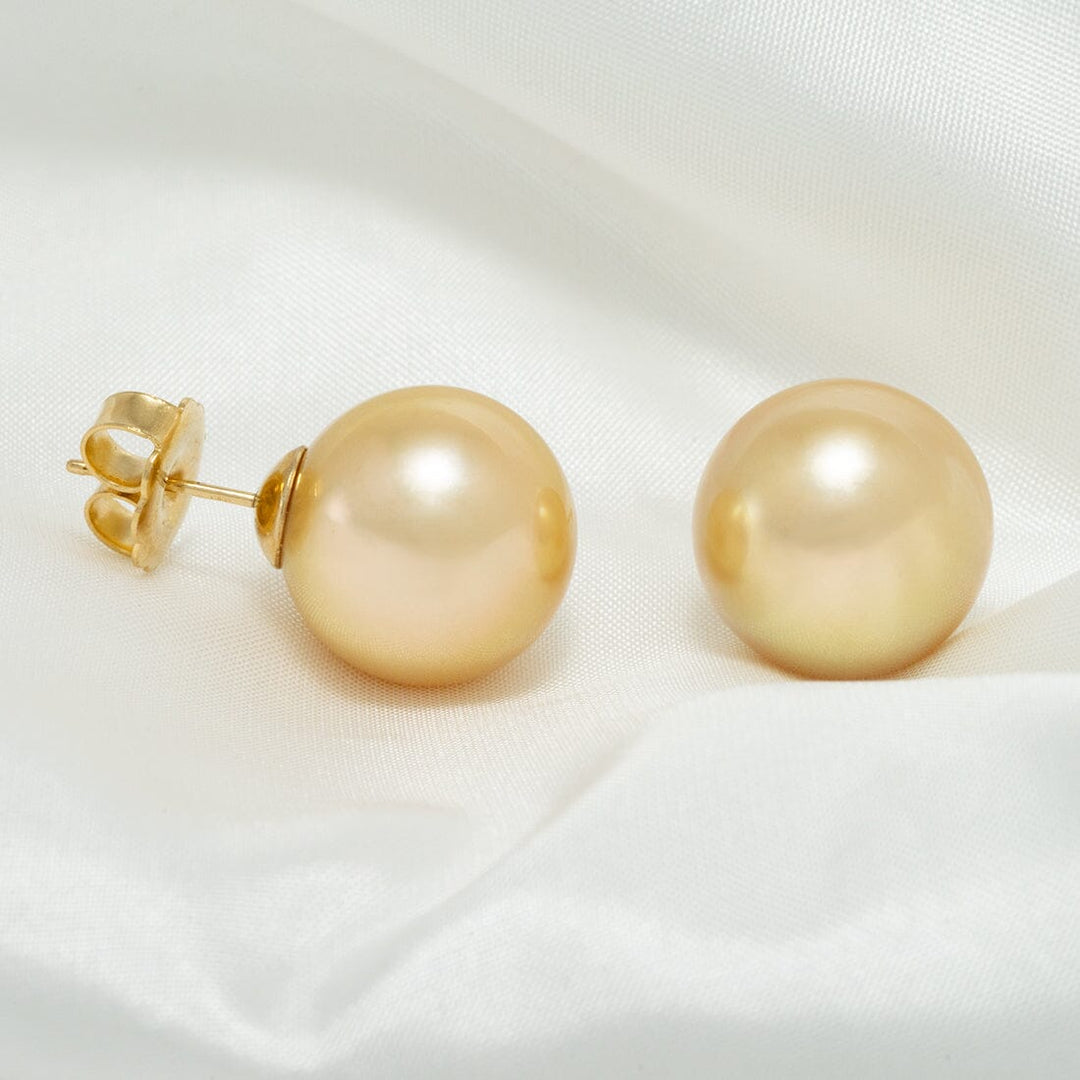 15.0-16.0 mm Golden South Sea Pearl Stud Earrings