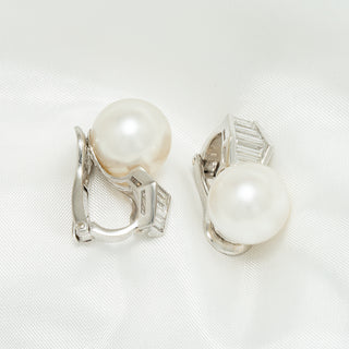 12.0 mm White South Sea Pearl and Diamond Earrings