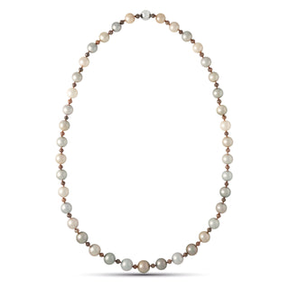 10.1–12.8 mm AAA Tahitian Round Pearl and Brown Diamond Necklace, 25 inches