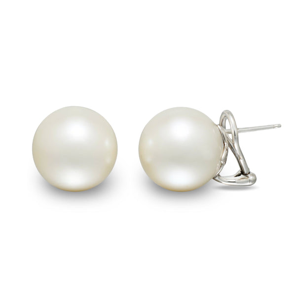 15.0-16.0 mm White South Sea Pearl Stud Earrings