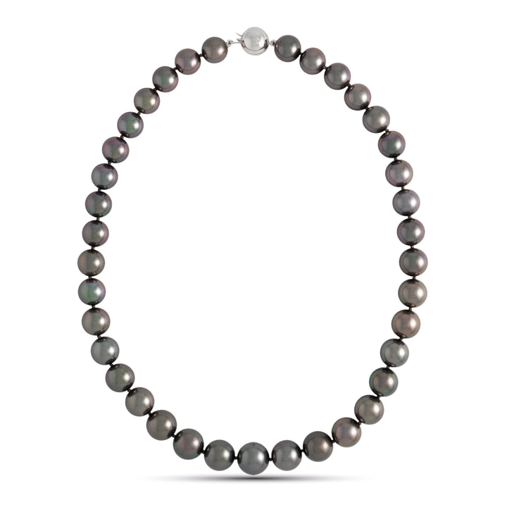 10.2–12.7 mm AAA Dark Tahitian Round Pearl Necklace