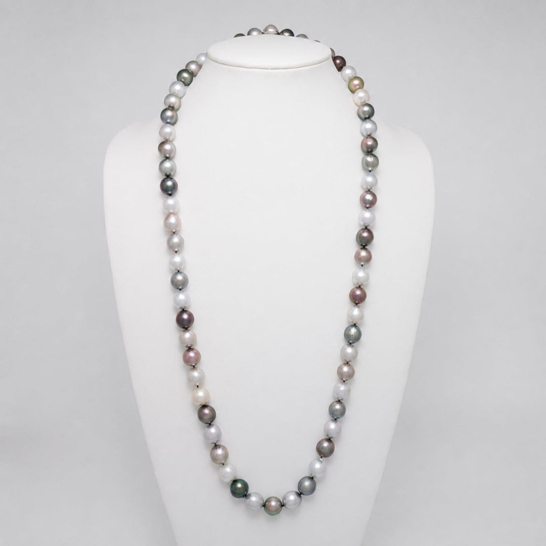 12.2–13.2 mm AA+/AAA Multicolor Tahitian Semi-Baroque Pearl Necklace, 33.5 inches bust
