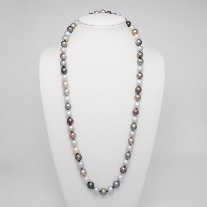 12.2–13.2 mm AA+/AAA Multicolor Tahitian Semi-Baroque Pearl Necklace, 33.5 inches bust