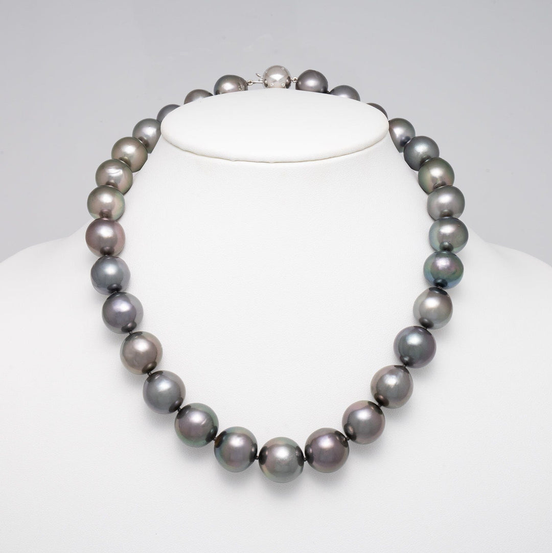 14.4–16.4 mm AA+/AAA Dark Tahitian Semi-Baroque Pearl Necklace, 19 inches