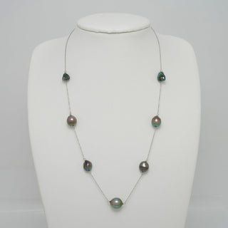 TC-11: 8.0-10.5 mm Tahitian Keshi and Drop Tin Cup Pearl Necklace livestream