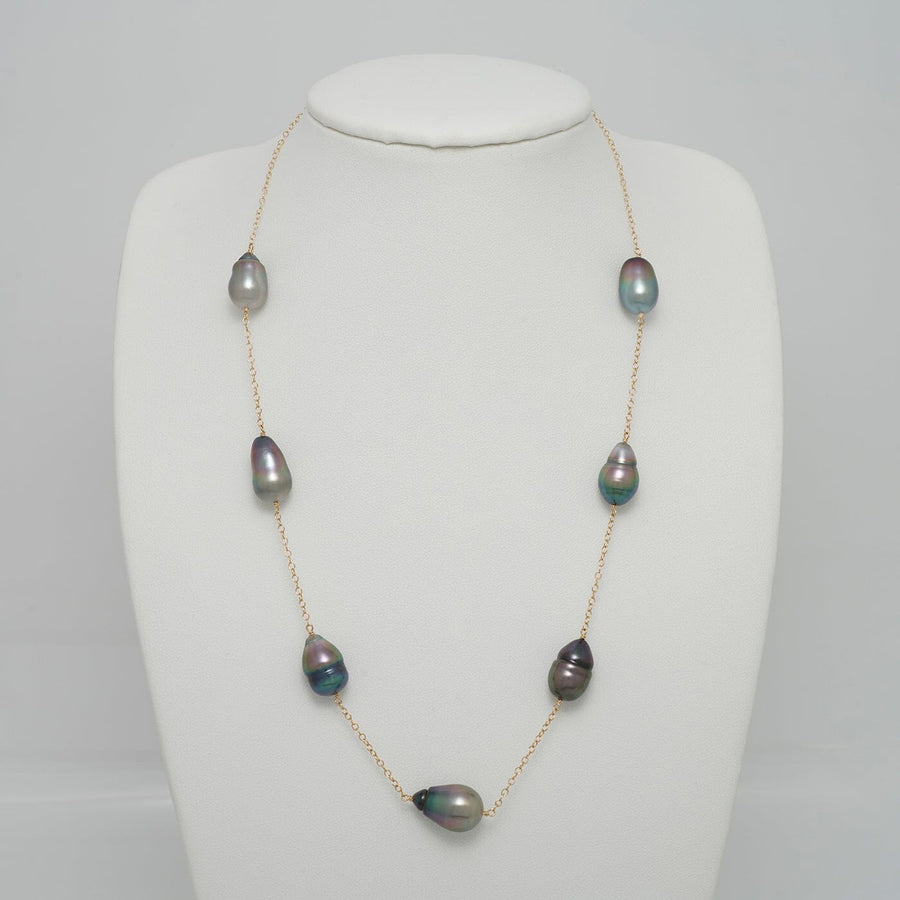 TC-13: 9.5-11 mm Tahitian Drop Pearl Tin Cup Necklace livestream
