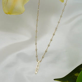 TC-18: 3-3.5 mm Vietnamese Akoya Pearl and Diamond Tin Cup Necklace