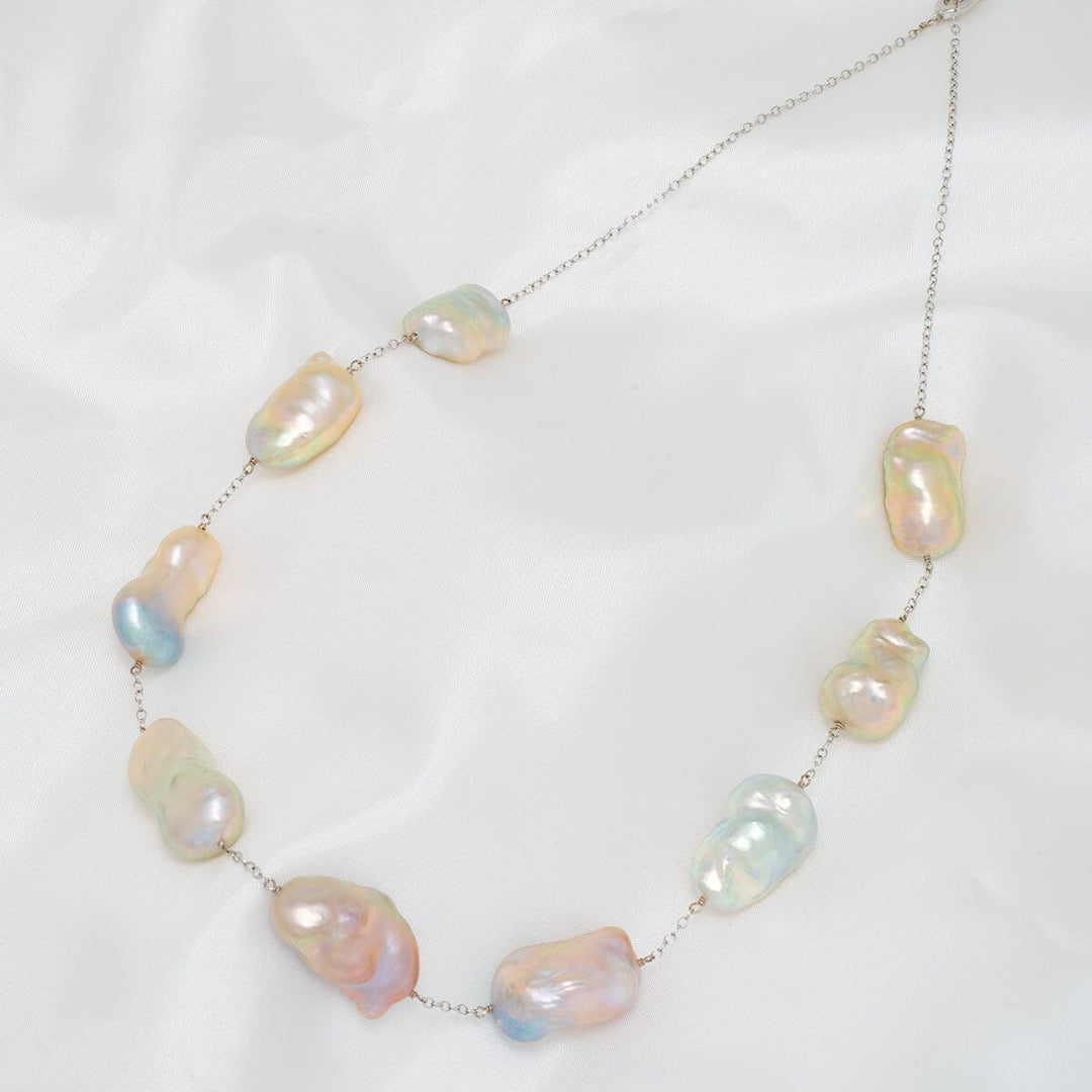 TC-1: 13-15 mm Soufflé Pearl Tin Cup Necklace