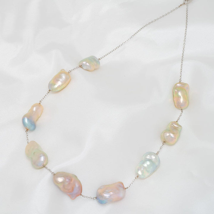 TC-1: 13-15 mm Soufflé Pearl Tin Cup Necklace