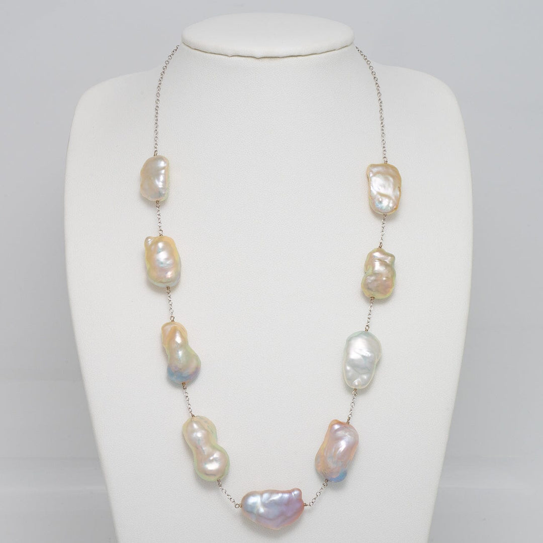 TC-1: 13-15 mm Soufflé Pearl Tin Cup Necklace